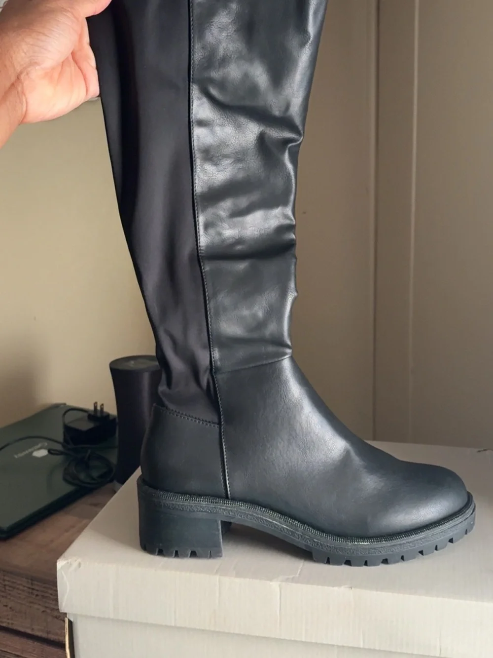 Kenneth Cole Reaction Black knee high Lug Sole Boots